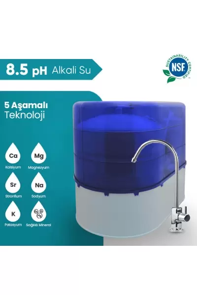 Aquaturk Safir Transparan Mavi Kompakt Su Arıtma Cihazı